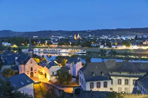 View of Trier at dusk, Rhineland-Palatinate, Germany
