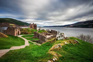 A view of Urquhart Castle and Loch Ness, Drumnadrochit, Highlands, Scotland, United