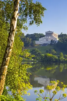 View towards the Valhalla Hall of Fame on Danube River near Donaustauf, Walhalla