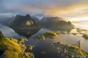 Images Dated 9th January 2019: View from above of the village of Reine in the Lofoten Islands, Norway