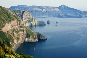 Images Dated 8th December 2010: View of Vulcano island from Quattrocchi, Lipari island, Sicily, Italy