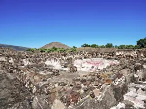 Teotihuacan Prints: View over West Plaza towards the Pyramid of the Sun, Teotihuacan, Mexico State, Mexico