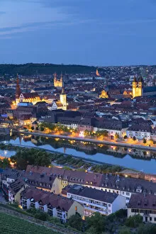 Images Dated 11th October 2018: View of Wurzburg at dusk, Bavaria, Germany