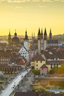 Wurzburg Prints: View over Wurzburg at sunrise, Bavaria, Germany
