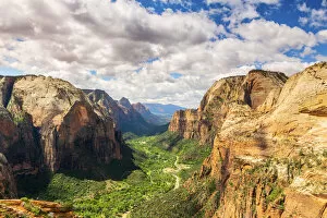 Images Dated 24th July 2019: View down Zion Canyon from Angels landing Zion National Park, Utah, USA