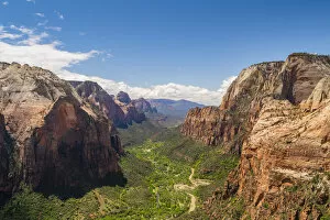 Images Dated 24th July 2019: View down Zion Canyon from Angels landing Zion National Park, Utah, USA