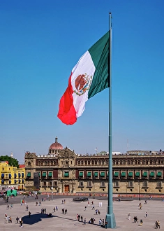 Presidential Palace Prints: View over Zocalo or Constitution Square towards the National Palace, Mexico City, Mexico