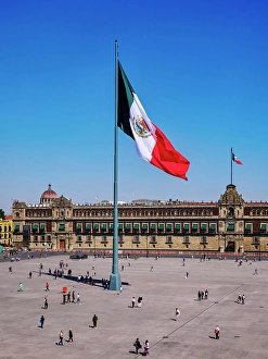 Presidential Palace Prints: View over Zocalo or Constitution Square towards the National Palace, Mexico City, Mexico