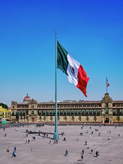 Presidential Palace Prints: View over Zocalo or Constitution Square towards the National Palace, Mexico City, Mexico