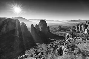 Orthodox Prints: Viewpoint above the Holy Monastery of Rousanou, Meteora, Thessaly, Greece