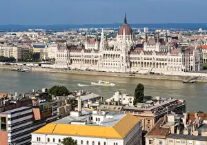 Views towards Danube and Hungarian Parliament from the Fishermans Bastion