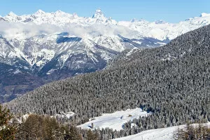 Images Dated 4th April 2018: Views from Pila ski resort, Aosta Valley, Italy