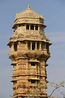 Masonry Prints: Vijay Stambha or Tower of Victory, Chittaurgarh, Rajasthan, India, Asia