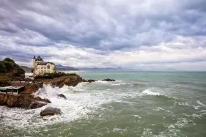 Basque Prints: Villa Belza at dusk, , Biarritz, Pyrenees-Atlantiques, Nouvelle Aquitaine, France