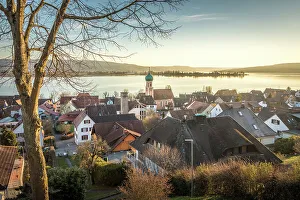 Schwaben Prints: Village of Allensbach, in the background the island of Reichenau