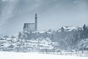 Oberbayern Prints: The village of Anger with the Catholic parish church of the Assumption of Mary