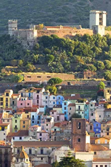 Village of Bosa with Serravalle castle(Castle of Malaspina). Bosa, Oristano province