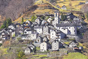 Urban Landscape Prints: Village of Corippo, Verzasca Valley, Canton of Ticino, Switzerland, Italy