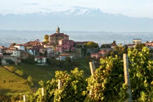 Agricultures Gallery: The village of Mango with the Pink mount on the background, Mango, Piedmont, Italy