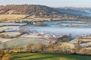 Lamberts Castle Prints: The village of Marshwood and Lambert's Castle from Pilsdon Pen