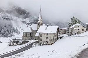 Mountain Village Prints: The village of Rein in Taufers in winter, Reintal, South Tyrol, Italy