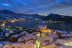 Village of Vesto and Iseo lake, Brescia province, Lombardy district, Italy