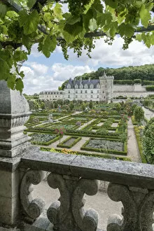 Loire Valley Collection: Villandry castle and its garden from a terrace. Villandry, Indre-et-Loire, France