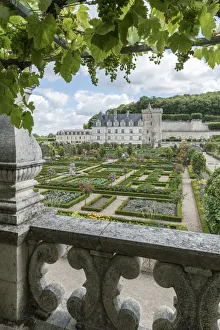 Loire Valley Gallery: Villandry castle and its garden from a terrace. Villandry, Indre-et-Loire, France