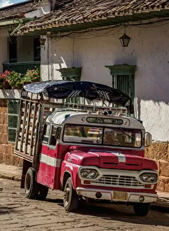Images Dated 18th December 2018: Vintage Car in Barichara, Santander Department, Colombia