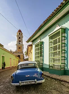 Vintage car on the cobbled street of Trinidad, Sancti Spiritus Province, Cuba