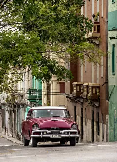 Vintage car at Neptuno Street, Centro Habana, Havana, La Habana Province, Cuba