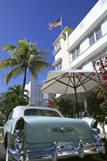Automobiles Prints: Vintage Car, Ocean Drive, Miami Beach, Miami, Florida, USA