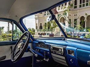 Neo Gothic Prints: Vintage car in front of Palacio de Valle, Cienfuegos, Cienfuegos Province, Cuba
