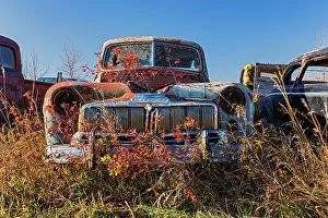 Truck Prints: Vintage car. St. Lupicin, Manitoba, Canada