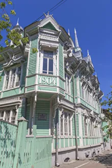 Vintage wooden house, early 20th century, Tomsk, Russia