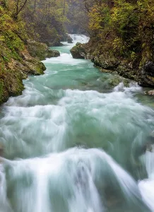 Vintgar Gorge Prints: Vintgar Gorge and Radovna River in Autumn, near Bled, Slovenia
