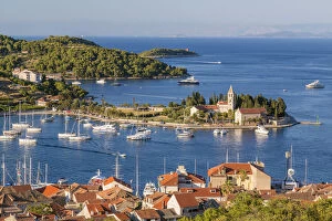 Croatian Collection: Vis town, Franciscan monastery & harbour, Vis Island, Dalmatian Coast, Croatia