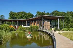 Saarland Prints: Visitor center at the Baumwipfelpfad, treetop walk at the Grand Saar horseshoe bend