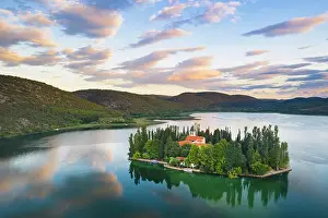 Croatia Prints: Visovac Monastery, part of the Franciscan Province of the Most Holy Redeemer based in Split