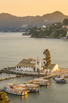 Vlacherna Monastery and the Church of Pantokrator, Corfu, Ionian Islands, Greece