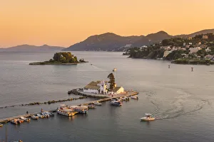 Vlacherna Monastery and the Church of Pantokrator, Corfu, Ionian Islands, Greece
