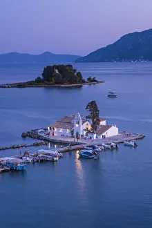 Vlacherna Monastery and the Church of Pantokrator, Corfu, Ionian Islands, Greece