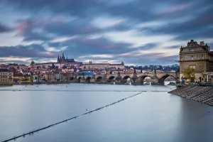 Images Dated 12th December 2013: Vltava River and Prague, Czech Republic