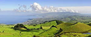 Volcanic craters along the Sao Miguel island. Azores islands, Portugal