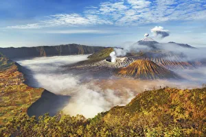 Volcanic landscape with Semeru, Bromo, Batok - Indonesia, Java, Tengger Caldera