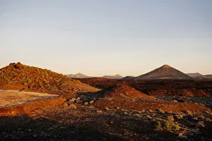 Mars Prints: Volcanic landscape at sunset, Timanfaya, Lanzarote, Canary Islands. Spain