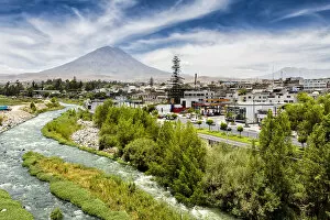 Images Dated 20th September 2019: Volcano El Misti guarding the white city of Arequipa, Arequipa Region, Peru