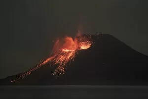 Black Collection: Volcano eruption Krakatau - Indonesia, Java, Sunda Strait, Anak Krakatau