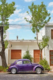 Images Dated 27th April 2023: A Volkswagen Beetle vintage car in a street of the Colonia del Sacramento historical cask, Uruguay