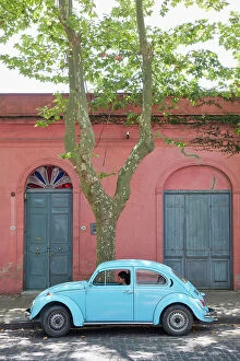 Images Dated 27th April 2023: A Volkswagen Beetle vintage car in a street of the Colonia del Sacramento historical cask, Uruguay